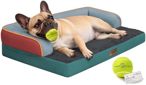 Comfort Expression Washable Dog Bed with Bolster for Medium to Large Dogs