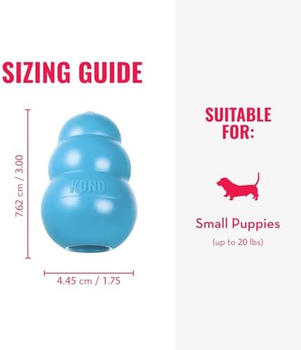 KONG Puppy - Natural Teething Rubber Chew Toy for Dogs - Stuffable Dog Toy for Extended Playtime - Chew & Fetch Toy for Puppies - for Small Puppies - Blue (Pack of 3)