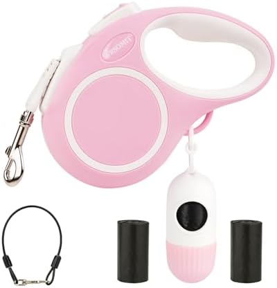 Upgraded 16 Ft Retractable Dog Leash with Chew Proof Cable - Pink