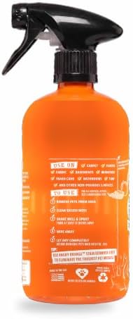 ANGRY ORANGE Pet Odor Eliminator for Dog and Cat Urine, Carpet Stains, and Strong Smells – NEW Orange Rush Scent – Citrus Cleaner with Natural Orange Oil – 24 oz