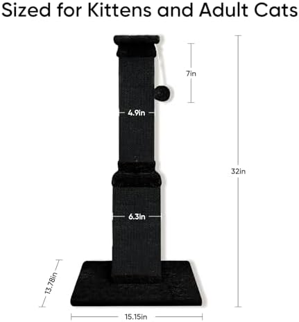 Cat Scratching Post for Indoor Cats, 32Inch Sisal Cat Scratcher