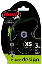 Flexi Black Design Cord Green Extra Small 3m Retractable Dog Leash/Lead for Dogs up to 8kgs/18lbs