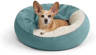 Best Friends by Sheri Cozy Cuddler Ilan Small Dog Bed, Tide Pool Blue, 24"