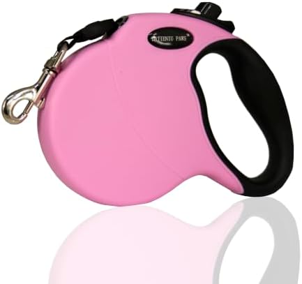 Small 13 FT Retractable Dog Leash – Hands-Free Adjustable Leash for Dogs Up to 22lbs, Tangle-Free Nylon with Ergonomic Grip for Walking, Training & Outdoor Safety Pink S