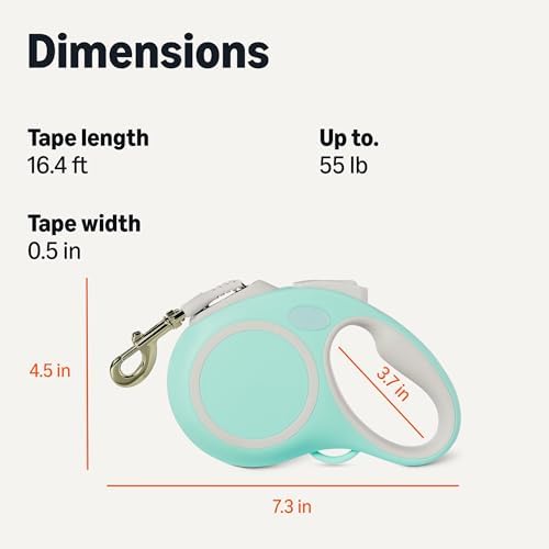 Amazon Basics Retractable Dog Leash with Quick-Lock Function and Non-Slip Grip, M