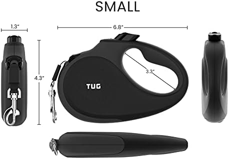 TUG Original Retractable Dog Leash, 16 ft (Small, Black/Grey)