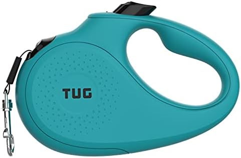 TUG Monochrome 360° Tangle-Free Retractable Dog Leash | 16 ft Strong Nylon Tape (Large, Aqua)