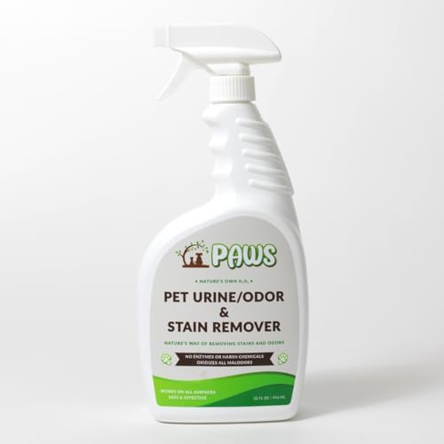 PAWS Pet Urine/Odor & Stain Remover, 32oz Pet Odor Eliminator, Carpet Stain Remover for Cats & Dog Pee, Cat Urine Destroyer, Carpet, Tile, Upholstery, Hardwood and Fabric Cleaner Spray
