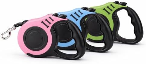 Retractable Dog Leash, Blue, 16.5 Ft, Polyester Flat Traction Belt, 360 Rotational Tangle-Free Hook, One-Button Brake and Lock, for Small and Medium Dogs up to 33 lbs