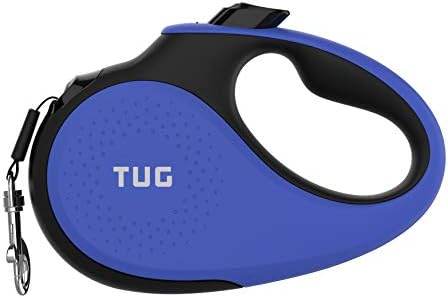 TUG 360° Tangle-Free Retractable Dog Leash with Waste Bag Dispenser (Medium, Blue)
