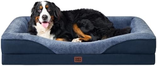 EHEYCIGA Orthopedic XL Dog Bed for Large Sized Dog, 48x35 Inch Extra Large Memory Foam Dog Couch Bed with Sides, Waterproof Liner & Washable Removable Cover, Bolster Pet Sofa, Navy