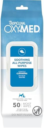 TropiClean OxyMed Soothing All Purpose Cat & Dog Wipes, 50ct
