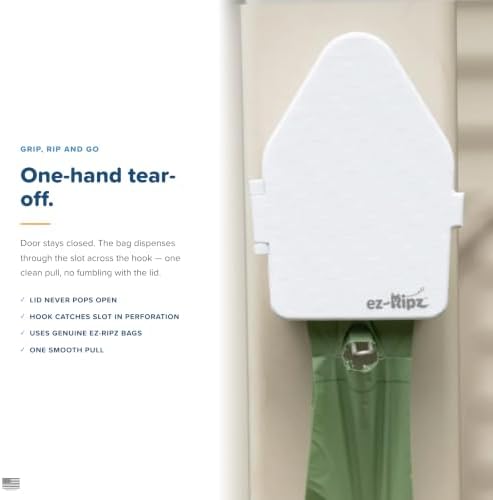 Indoor/Outdoor Dog Poop Bag Dispenser Wall Mount (White), Includes 3 Sample Rolls of Waste Bags, Easy Setup Dog Poop Station