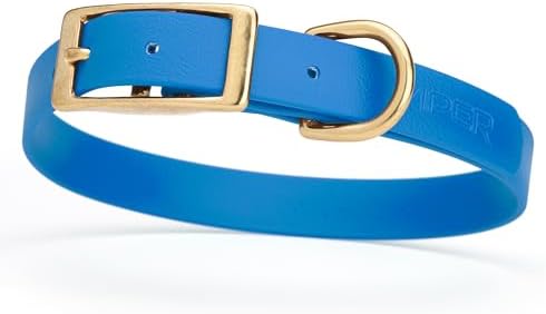Viper Biothane Heavy Duty Waterproof Dog Collar Strong Coated Nylon Webbing w/Solid Brass Hardware Odor-Proof Easy to Clean High Performance Fits Small Medium or Large Dogs, Cerulean Blue