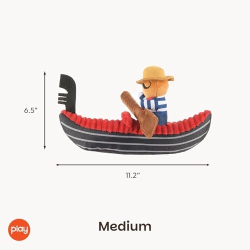 P.L.A.Y. PET LIFESTYLE AND YOU P.L.A.Y. Cute Plush Dog Toys - Totally Touristy Landmark Themed Durable Squeaker Chew Toy, Great for Puppies Dogs - Machine Washable (Venice Gondola, Medium)