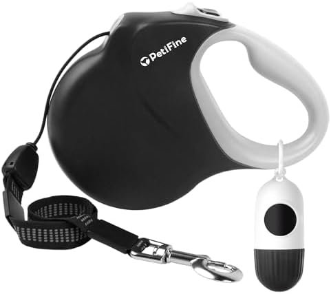 PetiFine 30FT Retractable Dog Leash with Poop Dispenser for Large Dogs 50kg