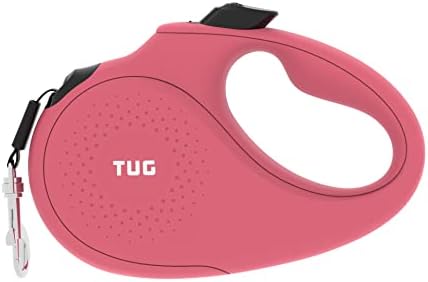 TUG Monochrome 360° Tangle-Free Retractable Dog Leash | 16 ft Strong Nylon Tape (Medium, Pink)