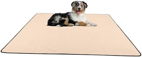 Washable Pee Pads for Dogs - 72” x 72” Extra Large Reusable Pet Mat for Dog Potty Training, Whelping, Playpen, or Crate Mat - Super Absorbent and Quick Drying Puppy Pads by PETMAKER (Beige)