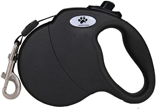 13 ft Retractable Dog Leash for Large Dogs up to 26 lbs,Tangle-Free Nylon Tape,Black Dan S