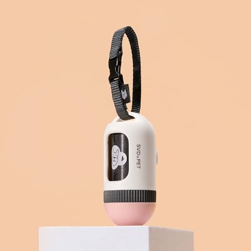 SVD.PET Dog Poop Bag Dispenser, Retractable Poop Bag Holder, White/Pink