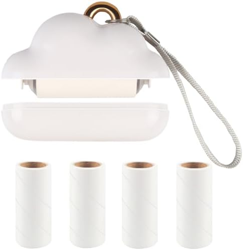 Mini Travel Lint Roller, Reusable Pet Hair Remover for Clothes with 150 Refillable Sheets (White)