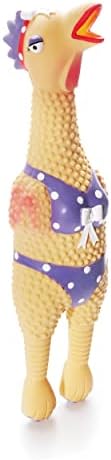 Outward Hound by Charming Pet Squawkers Henrietta Latex Squeaky Rubber Chicken Dog Toy, Funny Interactive Holiday Toy for Dogs, Small Size