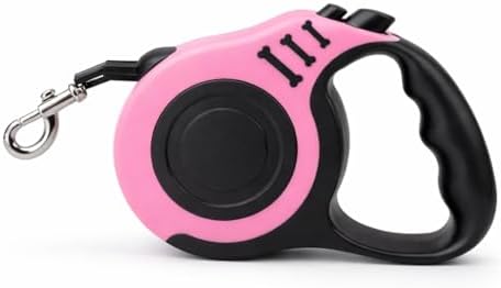 Retractable Dog Leash 16.5 ft Heavy Duty with One-Button Brake & Lock, Tangle-Free Swivel Hook, Comfortable Anti-Slip Handle for Small & Medium Dogs (Pink and Black)