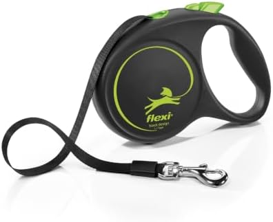 Flexi Black Design Tape Green Large 5m Retractable Dog Leash/Lead for Dogs up to 50kgs/110lbs