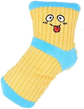 Squeaky Dog Toys, Funny Dog Toys Stuffed Plush Dog Toy, Cute Socks Dog Birthday Gift Dog Chew Toys Pet Toys for Small Medium Dogs(Blue Yellow)