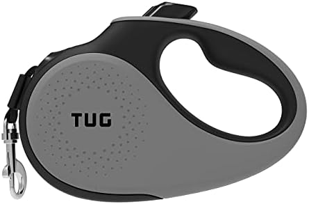 TUG 360° Tangle-Free Retractable Dog Leash with Waste Bag Dispenser (Small, Grey)