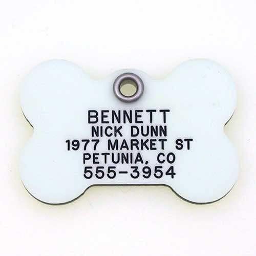 LuckyPet Glow in The Dark Dog ID Tag - Durable Custom Tags for Pets - Silent Personalized Pet Identification - Easy to Read Engraving - Large, Bone