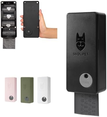 SVD.PET Dog Poop Bag Dispenser with 60 Bags (Black, Dispenser + Bags)