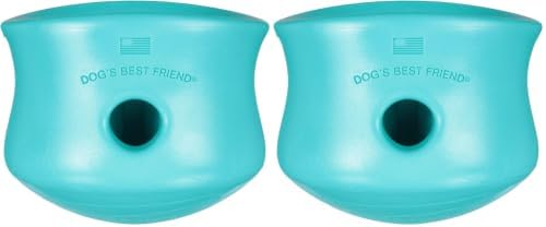 WEST PAW Zogoflex Toppl Interactive Treat Dispensing Puzzle Dog Toy for Mental Stimulation & Enrichment-Holds Kibble & Treats-Lickable, Freezable & Dishwasher Safe-Made in USA-XL-Teal (Pack of 2)