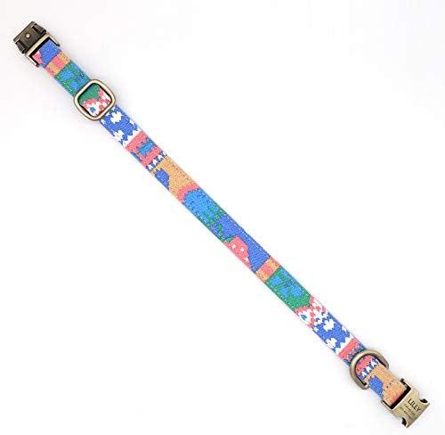Customized Nylon Dog Collar, Personalized Dog Collar Engraved with Name and Phone Number,Adjustable ID Dog Collar with Quick-Release Buckle-(Indian-Blue,L)