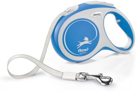 Flexi New Comfort Tape Grey & Blue Large 5m Retractable Dog Leash/Lead for Dogs up to 60kgs/132lbs