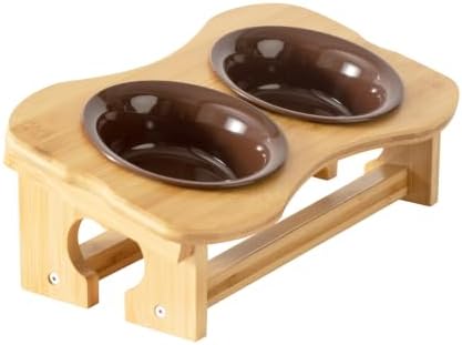 Bone Elevated 5.5" Ceramic Cat Puppy Bowls, Tilted Cat Bowl Stand