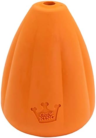 Chew King by Mammoth Premium Treat Dispensing Dog Toy, Durable Natural Rubber Chew Toy with Bacon Flavor, Safety Air Vent, Interactive Enrichment Toy for Aggressive Chewers, XXL - Orange