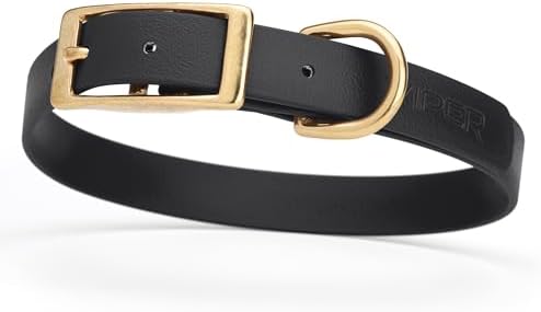 Viper Biothane Heavy Duty Waterproof Dog Collar Strong Coated Nylon Webbing w/Solid Brass Hardware Odor-Proof Easy to Clean High Performance Fits Small Medium or Large Dogs, Black