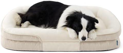 Bedsure XL 360°Oval Bolster Orthopedic Dog Beds Large Sized Dog,42" Beige