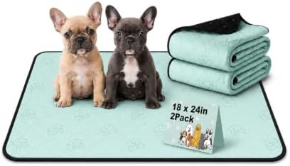 Washable Pee Pads for Dogs, 2 Pack Reusable Leakproof Pads, Green