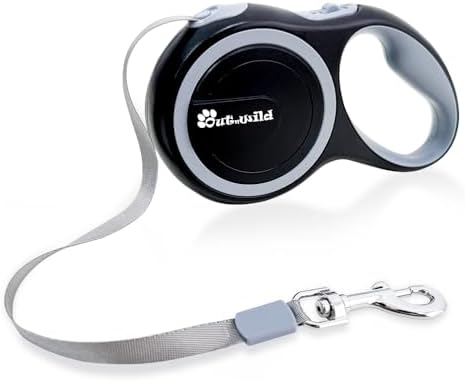 OUTnWILD Retractable Dog Leash - Retractable Dog Leash 16ft for Small/Medium Breeds/Pets Up to 44lbs. 360° Tangle Free Design with One Touch Quick-Lock Braking System&Anti-Slip Handle. (Black, M)