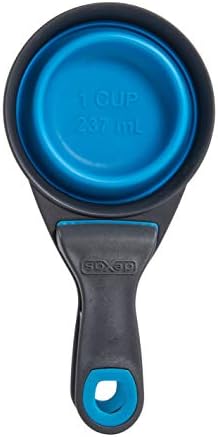 Dexas Popware for Pets Collapsible Klip Scoop, 3-in-1 Pet Food Scoop, Measuring Cup and Bag Clip, 1 Cup Capacity, Pro Blue (Pack of 6)