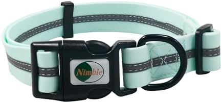 Nimble Reflective Waterproof Dog Collar Adjustable Odor Resistant Easy Clean Pet Collar for Small Medium Large Dogs Night Walking Outdoor Rainy Use (11.81”-18.5”inches)