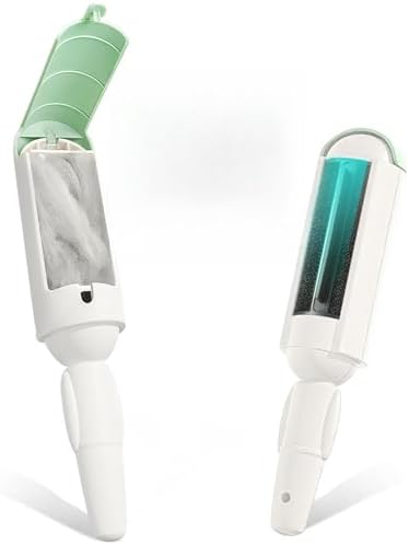 PAKEWAY 2 Pack Pet Hair Remover for Couch & Carpet, Reusable Lint Roller with Self-Cleaning Base, Dog & Cat Fur Remover, Portable Hair Removal Tool