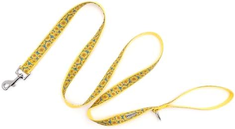 THE WORTHY DOG Fun Patterns Stylish Dog Leash, 5ft Length, Sunflowers