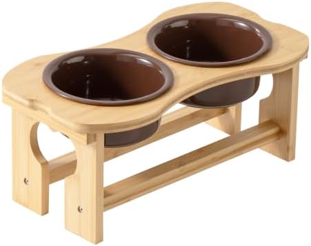 Bone Elevated 8.3" Ceramic Large Dog Bowls, Raised Dog Bowl Stand