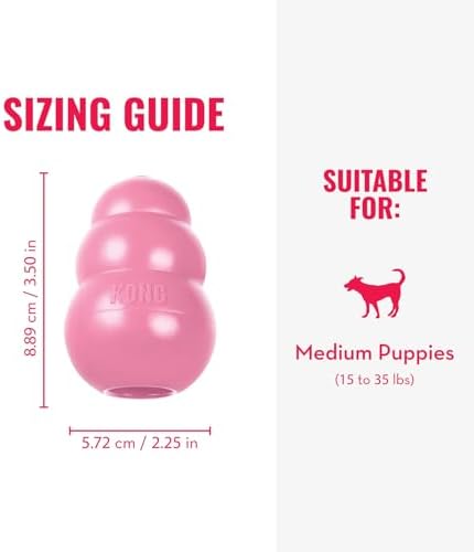 KONG Puppy, Natural Rubber Teething Chew Toy, for Medium Puppies, Pink