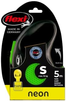 Flexi New Neon Tape Green Small 5m Retractable Dog Leash/Lead for Dogs up to 15kgs/33lbs