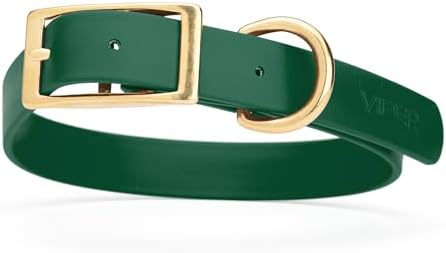 Viper Biothane Heavy Duty Waterproof Dog Collar Strong Coated Nylon Webbing w/Solid Brass Hardware Odor-Proof Easy to Clean High Performance Fits Small Medium or Large Dogs, Hunter Green