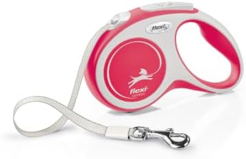 Flexi New Comfort Tape Grey & Red Small 5m Retractable Dog Leash/Lead for Dogs up to 15kgs/33lbs